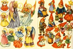 Ark - originalt svensk juleark med engle og nisser
